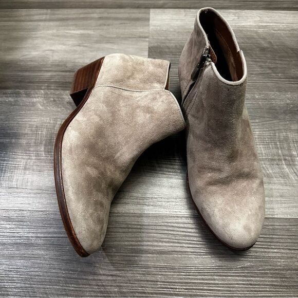 Sam Edelman Petty Ankle Boots Womens Beige Leather Side Zip Booties size 7.5 M - Picture 3 of 13